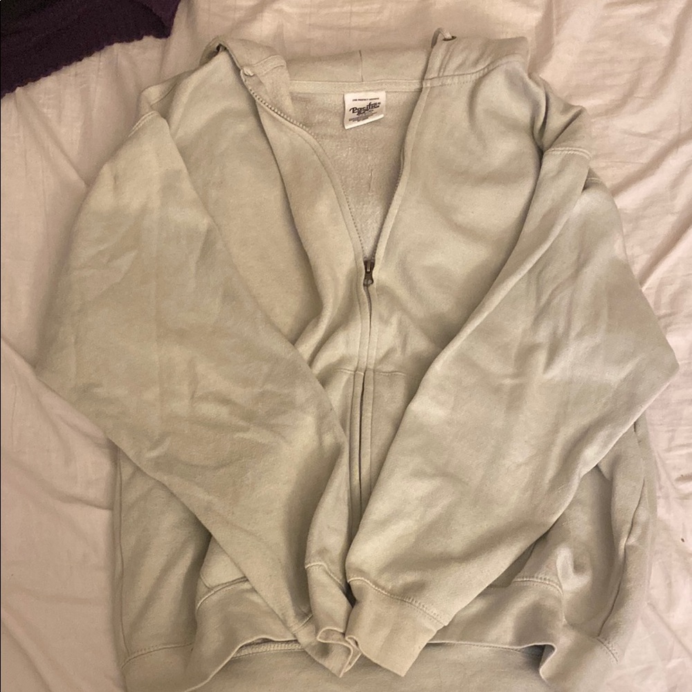 Mint/ Light Gray Zip-Up Hoodie